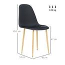 HOMCOM Dining Chairs Set of 4 w/ Curved Back, Steel Legs, Light Blue