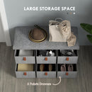 HOMCOM Shoe Bench With Seat, Shoe Storage Bench With Fabric Drawers