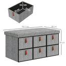 HOMCOM Shoe Bench With Seat, Shoe Storage Bench With Fabric Drawers