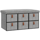 HOMCOM Shoe Bench With Seat, Shoe Storage Bench With Fabric Drawers