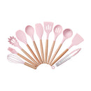 Pink 11-piece Silicone Kitchen Utensil Set For Nonstick Cookware
