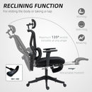 HOMCOM Ergonomic Office Chair, Recliner Computer Chair With Footrest, Black