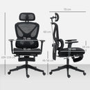 HOMCOM Ergonomic Office Chair, Recliner Computer Chair With Footrest, Black