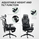 HOMCOM Ergonomic Office Chair, Recliner Computer Chair With Footrest, Black