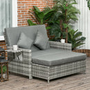 Outsunny Garden Rattan Daybed 2 Seater - Grey
