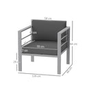 Outsunny Patio Furniture Aluminium Armchair with Cushions, Charcoal Grey