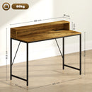 HOMCOM Computer Desk with LED Lights, Study Table with Shelf, Rustic Brown