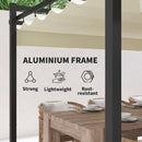 Outsunny Pergola with Retractable Roof and Aluminium Frame - Khaki