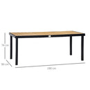 Outsunny Garden Dining Table for 8, Aluminium Frame for Patio, Natural