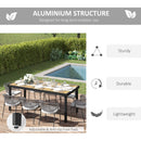 Outsunny Garden Dining Table for 8, Aluminium Frame for Patio, Natural