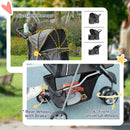 PawHut Pet Stroller Pushchair Carrier for Cat Puppy with 3 Wheels Dark Grey
