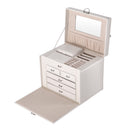 Sheonly Large Multi Tier Faux Leather Jewellery Storage Box with Handle