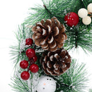 Livingandhome 32cm Snow Flocked Christmas Artificial Wreath with Classical Xmas Ornaments