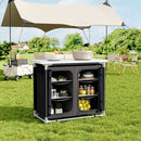 Livingandhome Camping Kitchen Table Portable Cabinet Kitchen Storage