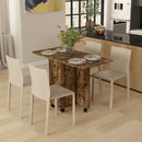 HOMCOM Folding Dining Table, Drop Leaf Table With Drawers Distressed