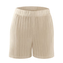Short Sleeve Loungewear Set Cream Ribbed
