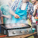 Outsunny Portable Gas Plancha BBQ Grill with 3 Stainless Steel Burner, 9kW
