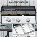 Outsunny Portable Gas Plancha BBQ Grill with 3 Stainless Steel Burner, 9kW
