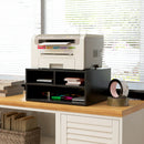 HOMCOM Desktop Printer Stand with 3 Open Compartments, Desk Organiser, Black