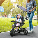HOMCOM 6 In 1 White Kids Tricycle W/ Removable Handle For 1.5+ Year