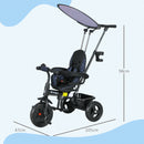 HOMCOM 6 In 1 White Kids Tricycle W/ Removable Handle For 1.5+ Year