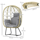 Outsunny Rattan Garden Egg Chair with Thickened Cushion, Headrest, Grey