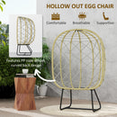 Outsunny Rattan Garden Egg Chair with Thickened Cushion, Headrest, Grey