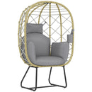 Outsunny Rattan Garden Egg Chair with Thickened Cushion, Headrest, Grey