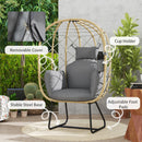 Outsunny Rattan Garden Egg Chair with Thickened Cushion, Headrest, Grey