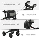 HOMCOM Rollator Walker with Padded Seat, Backrest, All-terrain Wheels