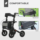 HOMCOM Rollator Walker with Padded Seat, Backrest, All-terrain Wheels