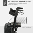 HOMCOM Rollator Walker with Padded Seat, Backrest, All-terrain Wheels