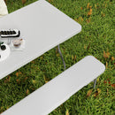 Outsunny 3 Piece Folding Picnic Table and Bench Set with Handles, White