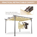 Outsunny Metal Pergola with Retractable Awning 3.5x3.5m - Cream