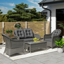 Outsunny 4 Pieces Rattan Sofa Set Outdoor Conservatory Furniture with Cushions