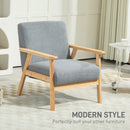 HOMCOM Accent Chair with Wood Frame Wide Seat Cashmere Armchair Grey