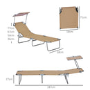 Outsunny Folding Chair Sun Lounger w/ Sunshade Garden Recliner Hammock