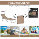 Outsunny Folding Chair Sun Lounger w/ Sunshade Garden Recliner Hammock
