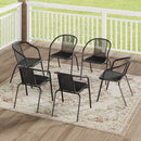 Livingandhome PE Rattan Stacking Garden Chairs Set Of 6