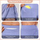 High Waisted Pleated Tennis Skirt With Pockets - Blue