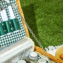 Outsunny Wicker Picnic Basket for 2 w/ Insulated Cooler Bag, Light Brown