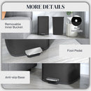 HOMCOM 20L Kitchen Pedal Bin, Metal Rubbish Bin with Soft-close Lid