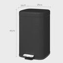 HOMCOM 20L Kitchen Pedal Bin, Metal Rubbish Bin with Soft-close Lid