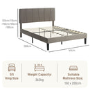 HOMCOM Bed Frame With 5-Level Adjustable Headboard Wooden Slats