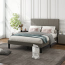 HOMCOM Bed Frame With 5-Level Adjustable Headboard Wooden Slats