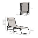 Outsunny Folding Beach Chair Chaise Lounge 4 Adjustable Positions