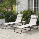 Outsunny Folding Beach Chair Chaise Lounge 4 Adjustable Positions