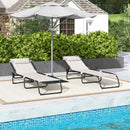 Outsunny Folding Beach Chair Chaise Lounge 4 Adjustable Positions