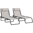 Outsunny Folding Beach Chair Chaise Lounge 4 Adjustable Positions