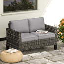 Outsunny Rattan Sofa with Cushions, 2 Seater Garden Furniture